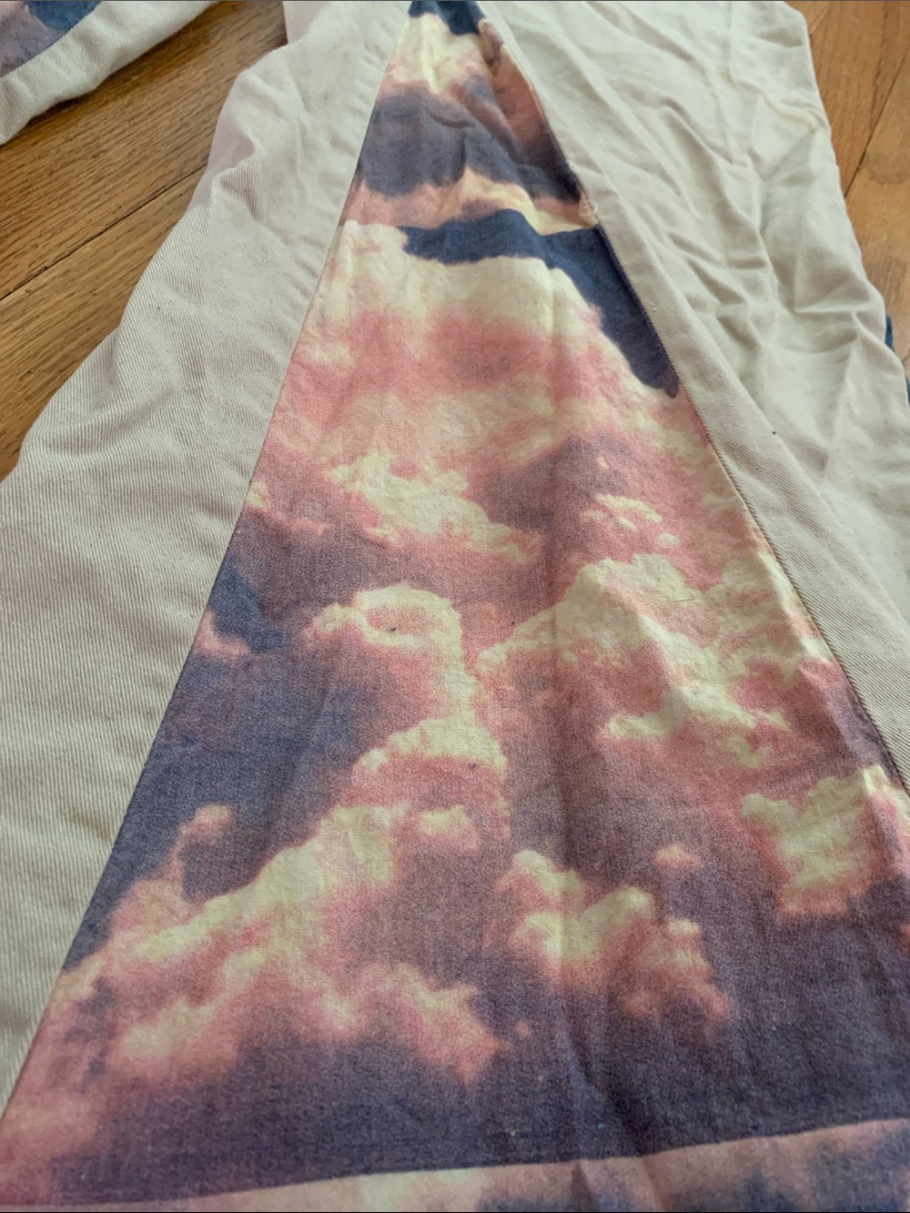 Vintage 1997 Auraze for Beau Baker Wide Leg Panel Rave Pants Cloud Print - Picture 7 of 16